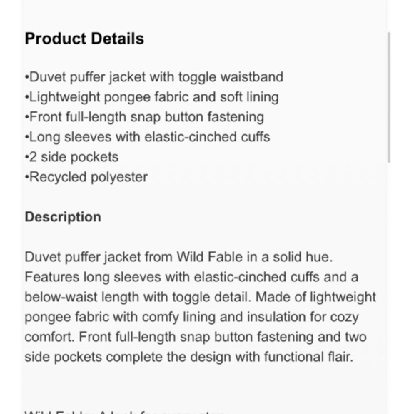 Women's Duvet Puffer Jacket -
Wild Fable
Ionic sky new - Picture 5 of 5